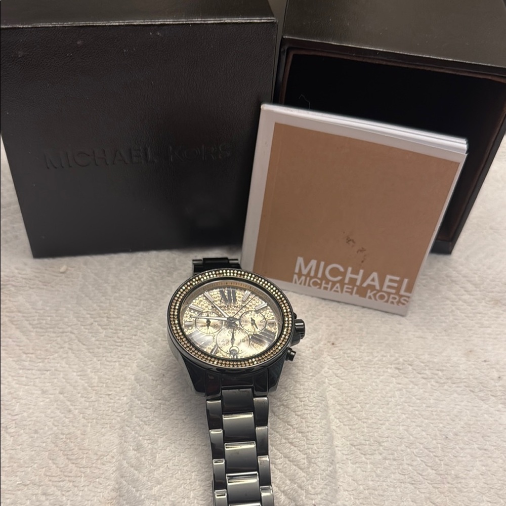 Michael Kors Black and Gold Chronograph Watch